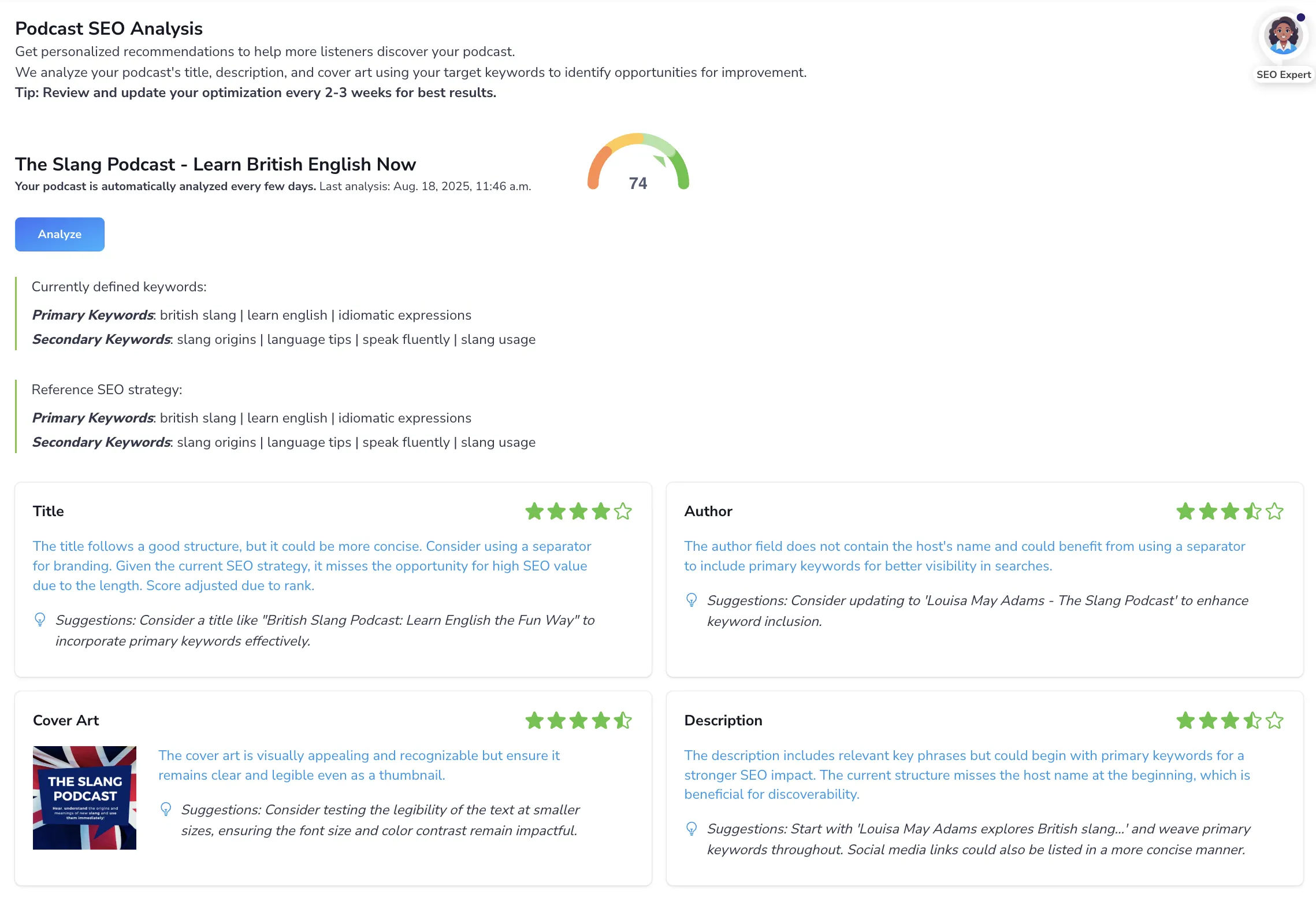 SEO Analysis Dashboard