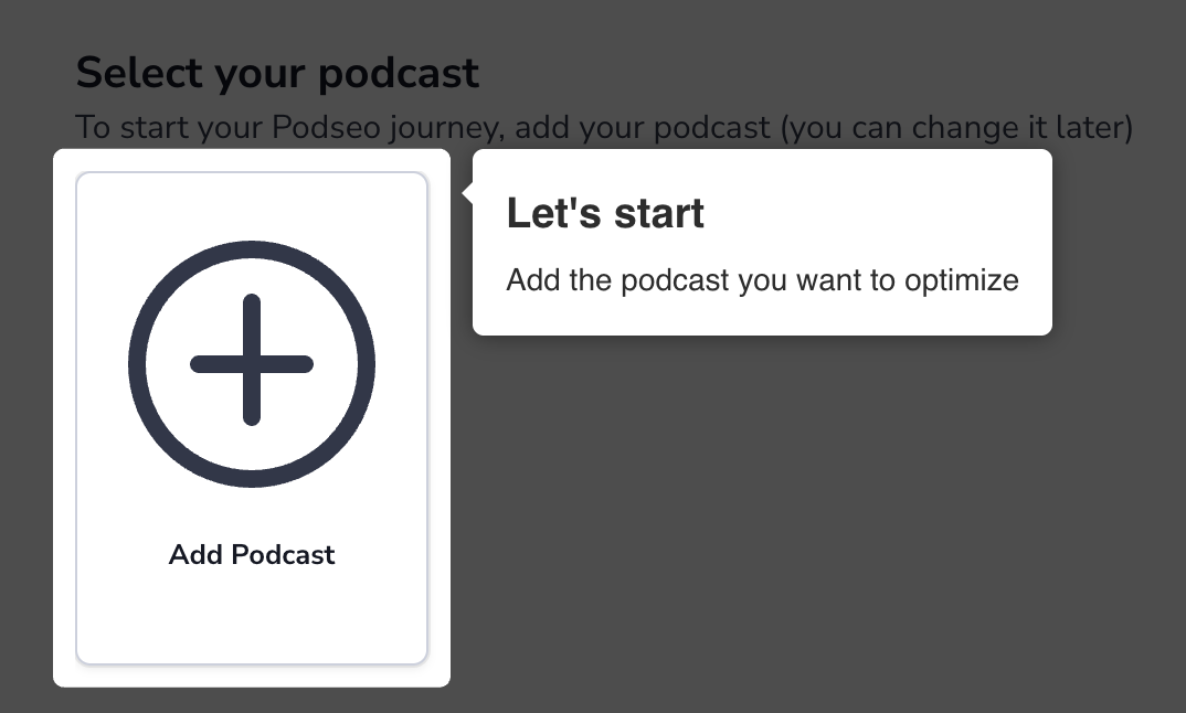 Add Podcast Initial Screen