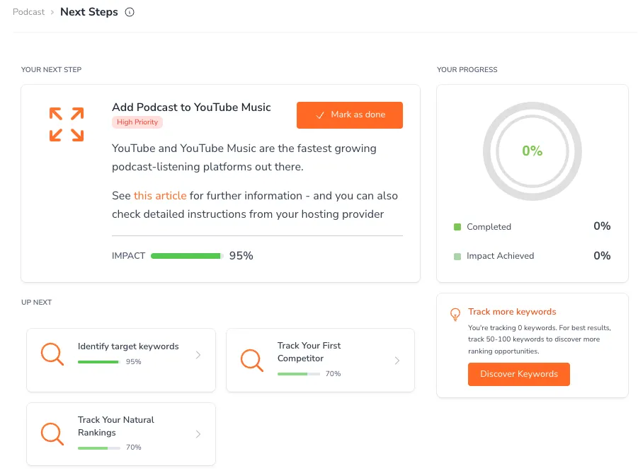 Next Steps Dashboard