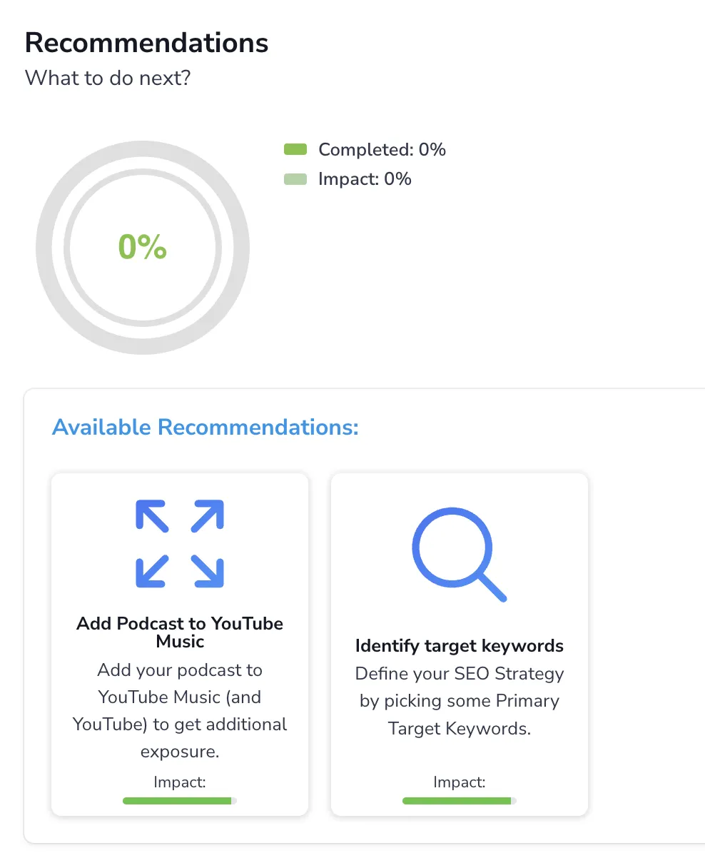 Recommendations Dashboard